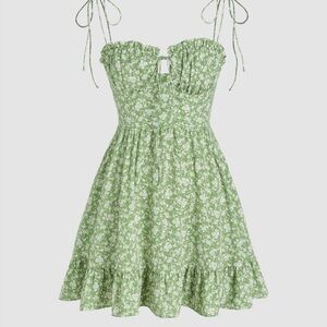 NWT Floral Mini Dress with Tie-Shoulder Straps